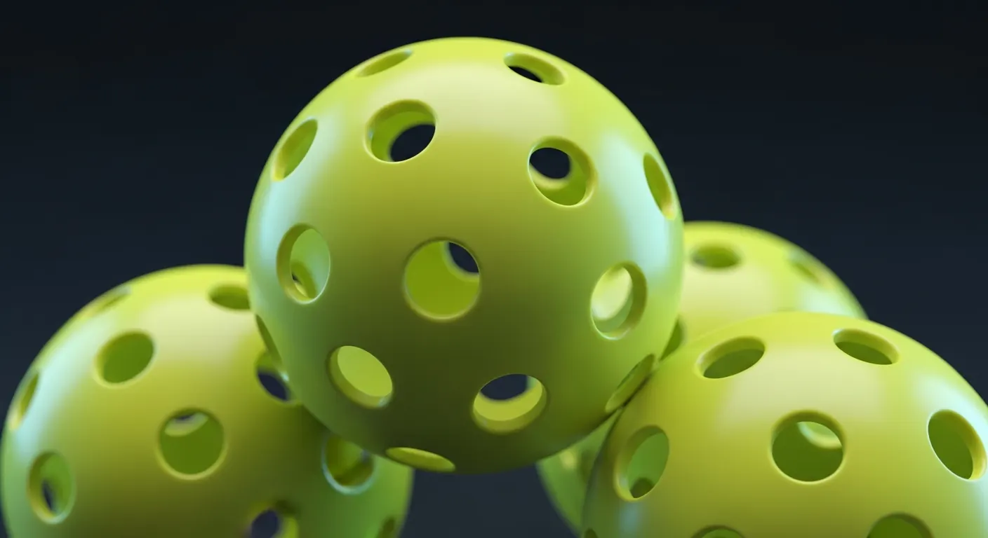 Neon outdoor pickleball balls with drilled holes