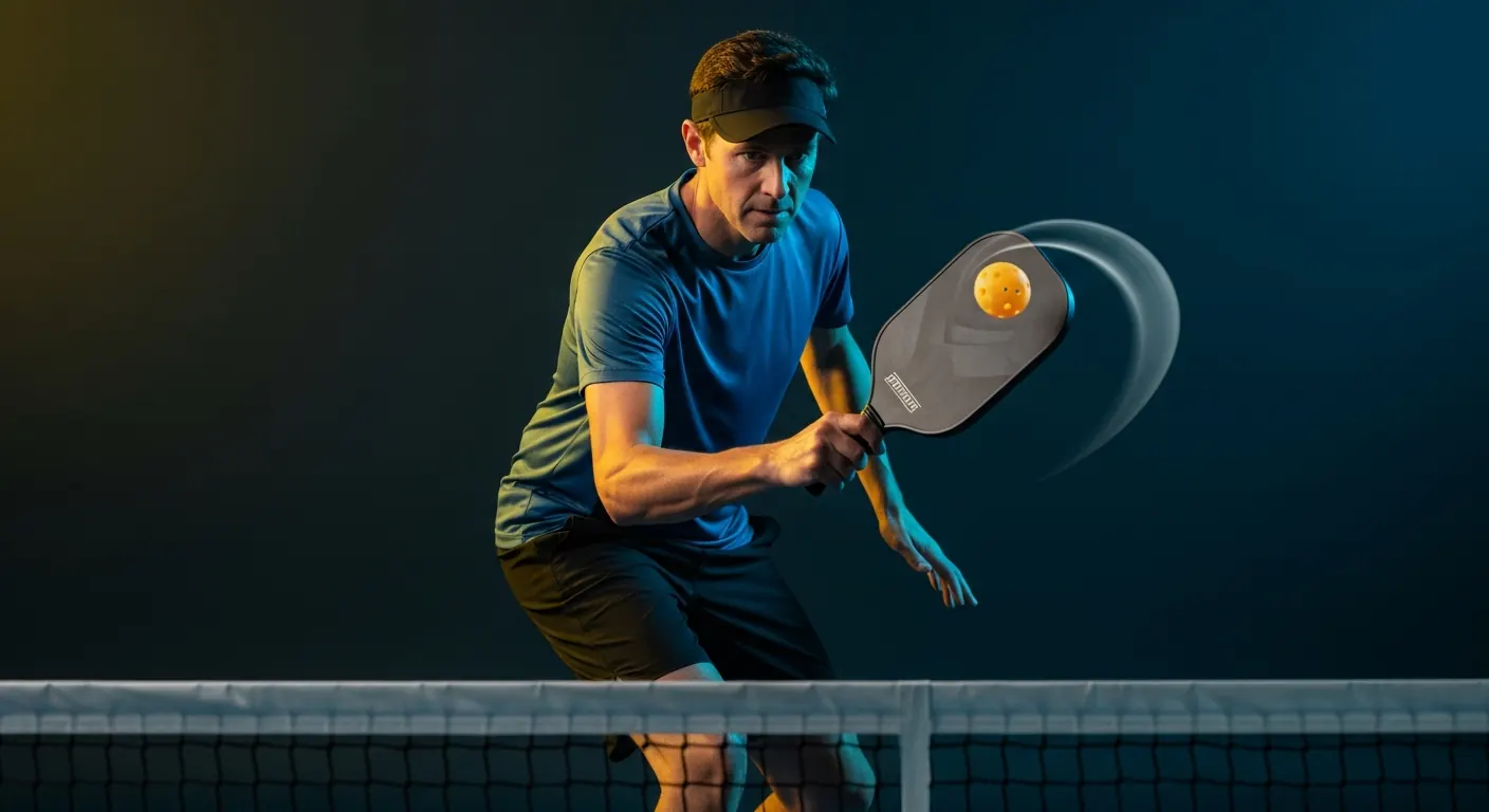 Intermediate player hitting a third-shot drop
