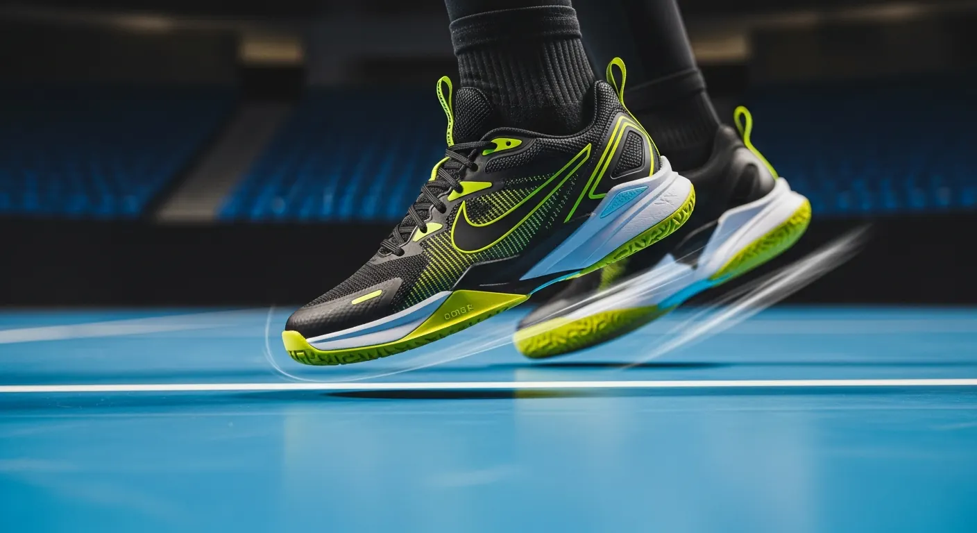 Pickleball shoes during lateral movement on a court